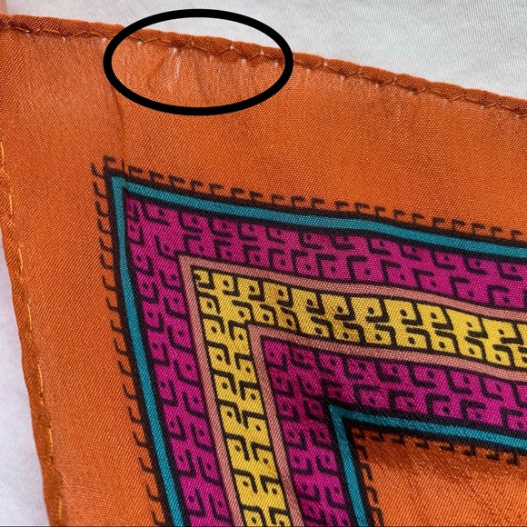 SOLD Vintage Honey Silk Square Paisley Print Scarf - Picture 6 of 8